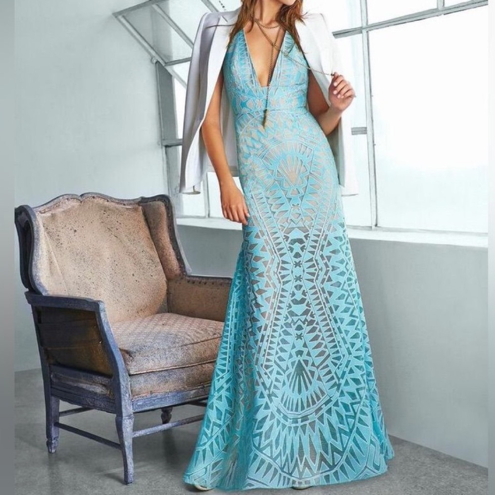BCBG Aqua Chakra V Neck Line Long Dress Gown